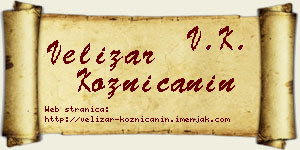 Velizar Kozničanin vizit kartica